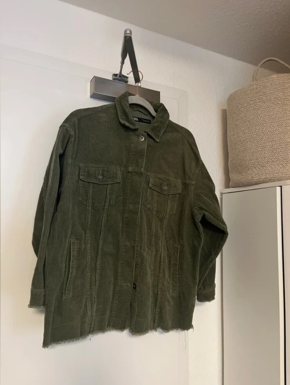 Zara Olive Green Corduroy Shirt Jacket